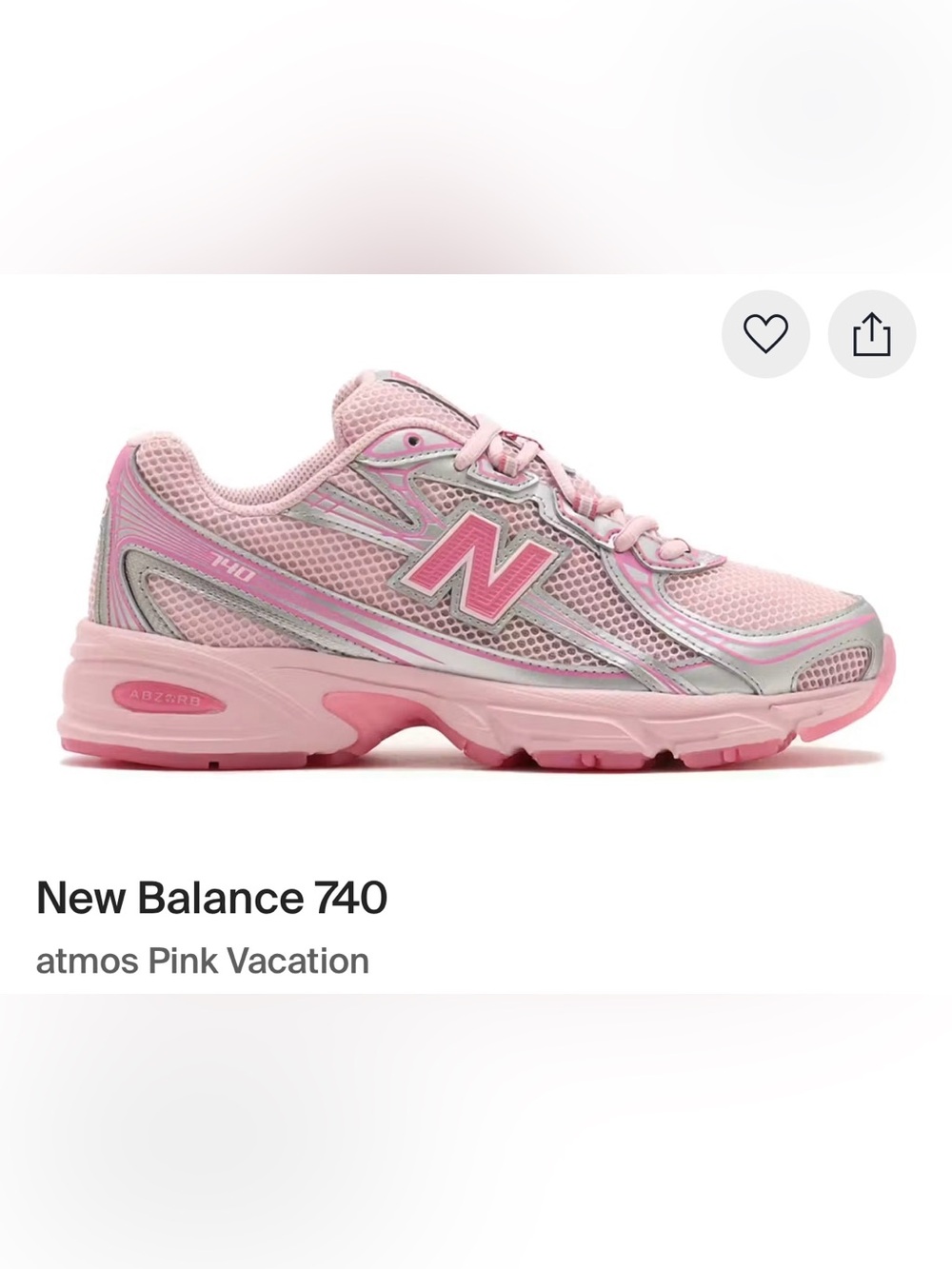 NWT New Balance 740 “Atmos Pink Vacation”